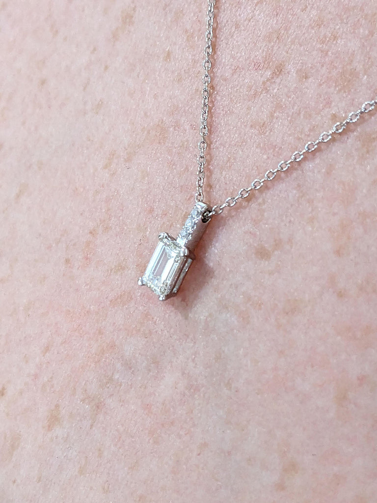 Diamond Solitaire Necklace | 14k 18k Gold Everyday Lab Diamond Necklace | Genuine Diamond Bridal Necklace | Petite Diamond Layering Necklace