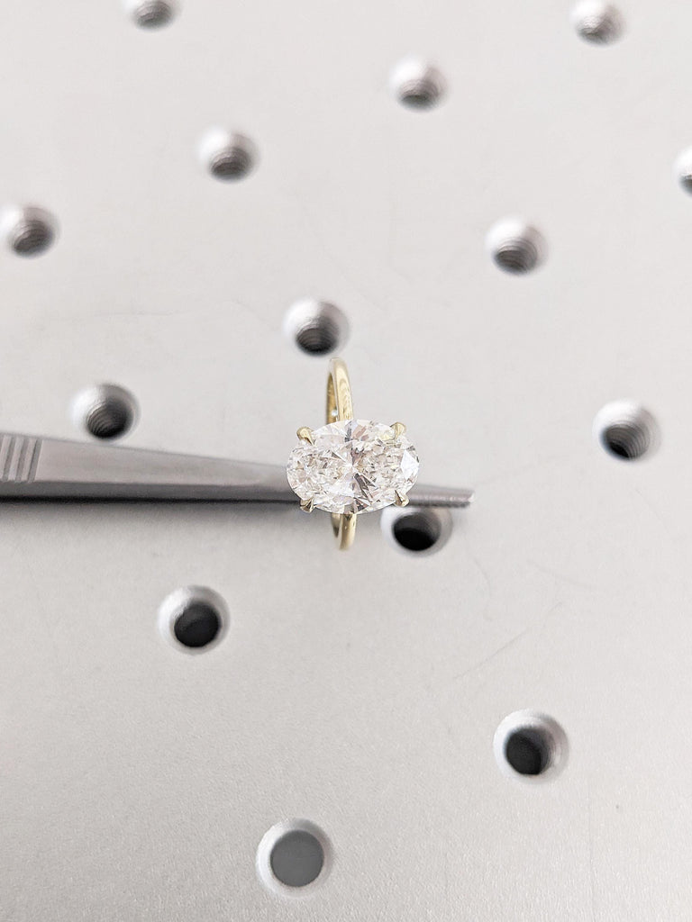 Oval Moissanite Engagement Ring, 14k Solid Gold Ring, 1ct, 2ct, 3ct Moissanite Ring, Oval Anniversary Wedding Ring, Gift for Her, Tulip Ring
