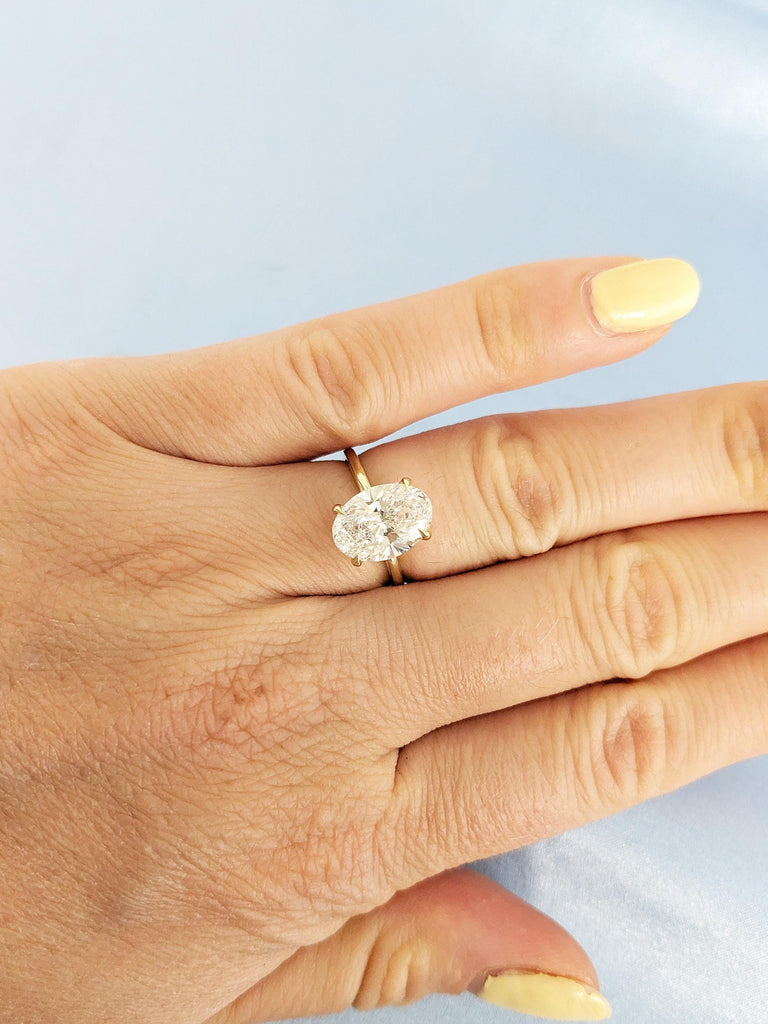 Lab Diamond Ring, Oval Engagement Ring, 14k Yellow Gold Statement Ring, Handmade Rings, Lab Grown Diamond Wedding Ring, Minimalist Ring