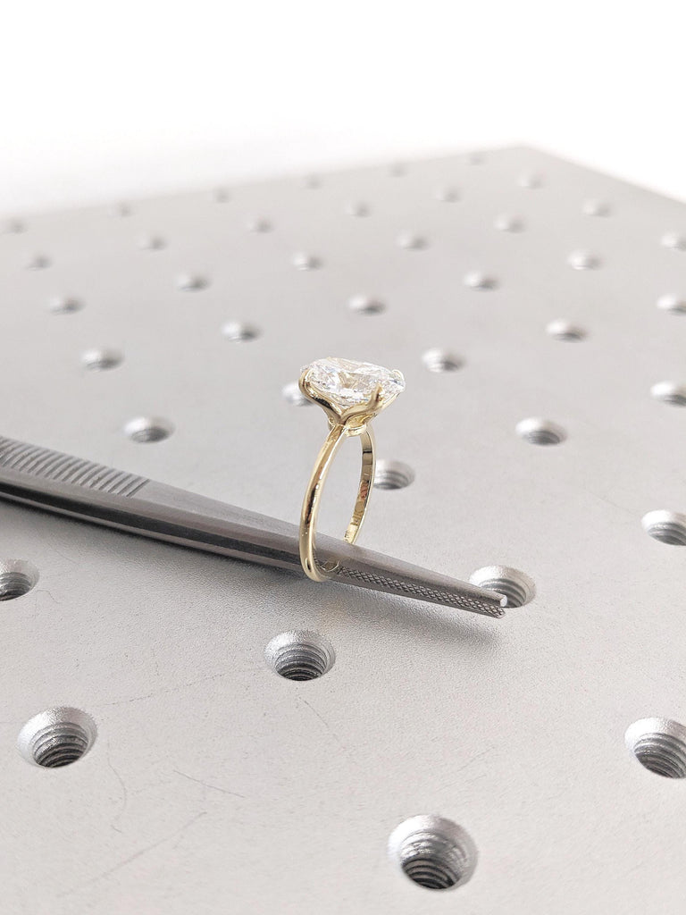 14k Solid Gold Promise Ring for Her, Oval Lab Grown Diamond Engagement Ring, IGI Certified Lab Created Diamond Solitaire Ring, Gift for Mom