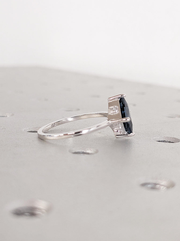 London Blue Topaz Engagement Ring, White Gold Ring, Blue Topaz Ring, Gemstone Ring, Princess Cut Solitaire Ring, December Birthstone Ring