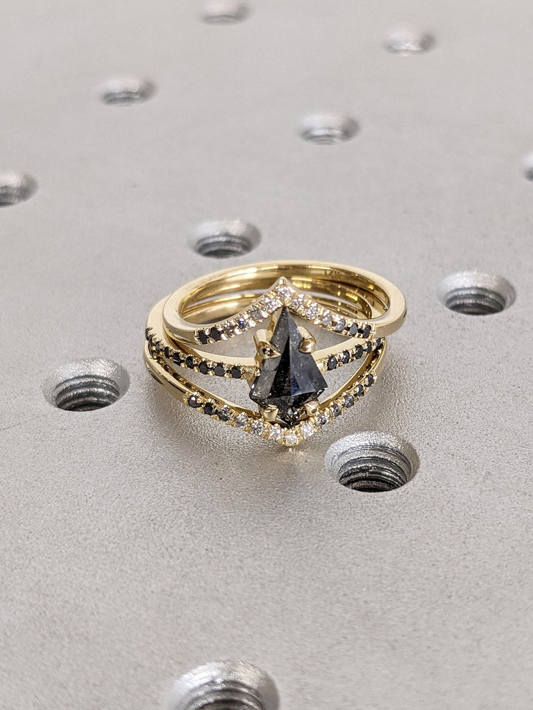 14k Yellow Gold Engagement Ring | Kite cut Engagement Ring | Promise Anniversary Ring for Her | Natural Diamond Ring