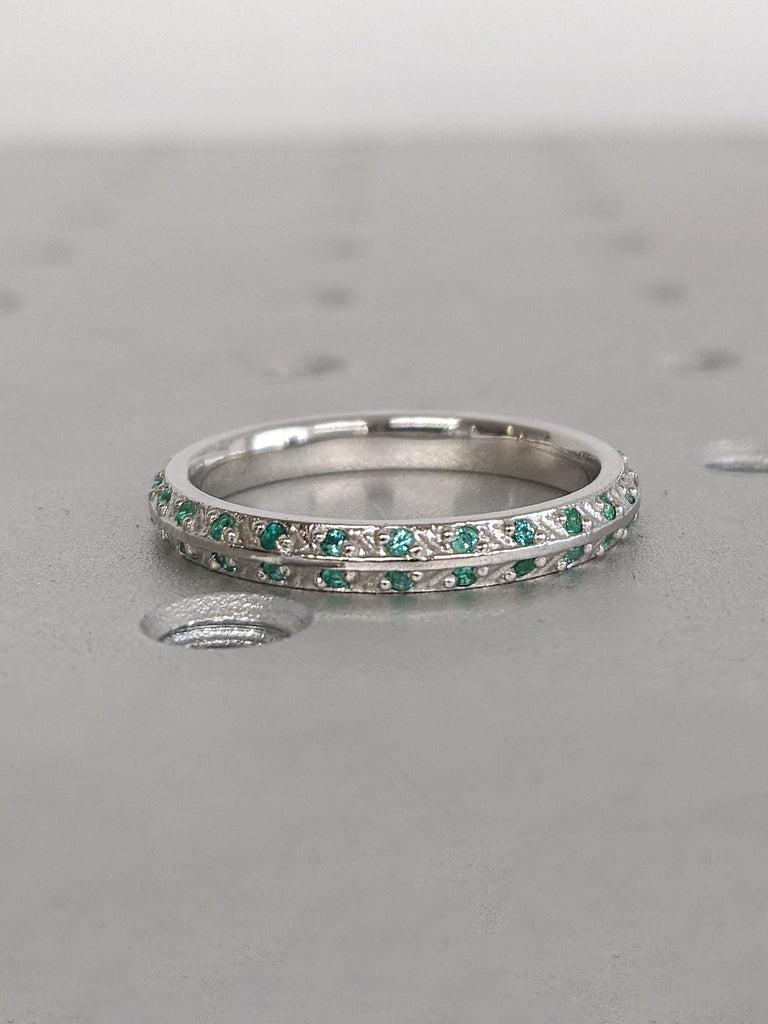 Emerald Eternity Band | Platinum Emerald Ring | Natural Emerald Full Eternity Ring | Green Gemstone Emerald Wedding Band | Gift for Her