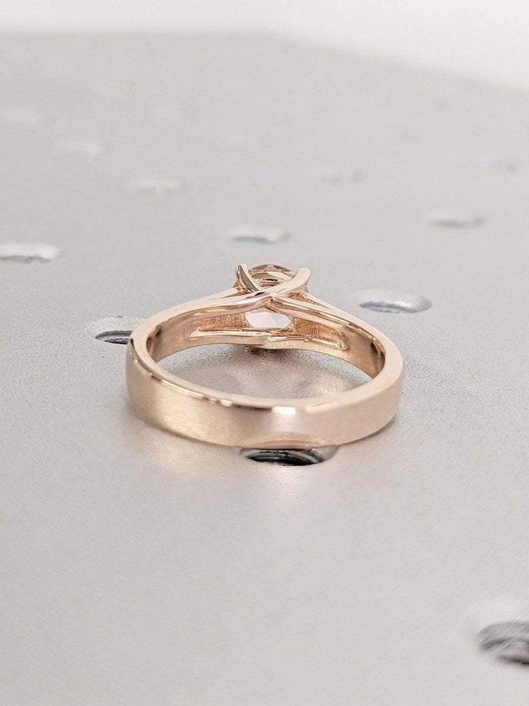 14k Rose Gold Wide Band Engagement Ring | 1 Carat Solitaire Ring