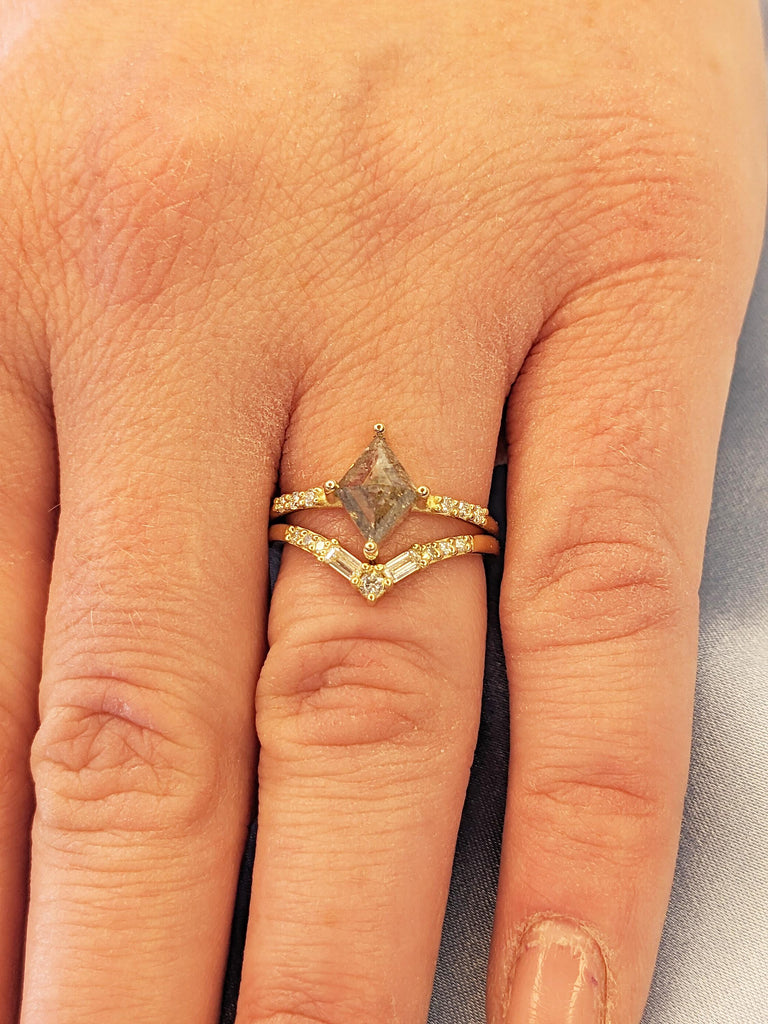 14k Solid Gold Ring, Moissanite Matching Ring, Handmade Rings