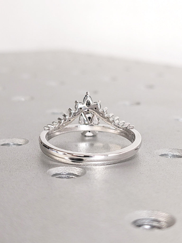Oval Salt and Pepper Diamond Engagement Ring, 14k White Gold Ring Set, Stacking Rings for Women, Diamond Hidden Halo Ring, Bridal Set Ring