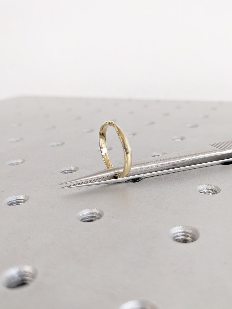 Unique Wedding Band, 14k Yellow Gold Wedding Band, Bow Tie Shaped Matching Ring, Gold Stacking Ring, Simple Wedding Band, Gift for Wife