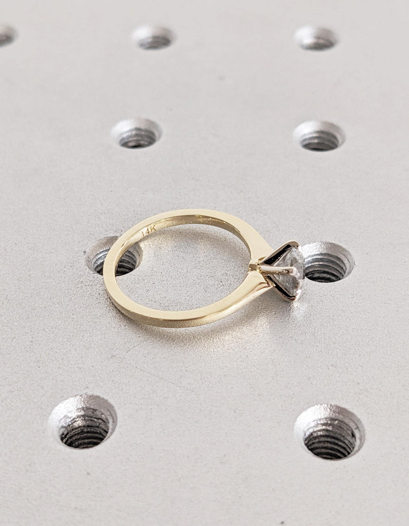 Salt and Pepper Diamond Ring | Two Tone White and Yellow Gold Solitaire Engagement Ring | Unique Wedding Promise Ring for Women Jewelry