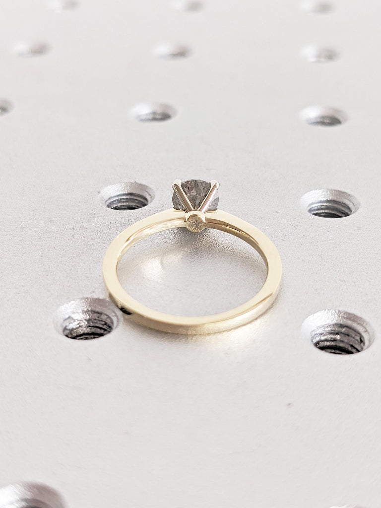 Salt and Pepper Diamond Engagement Ring: Round Solitaire Design