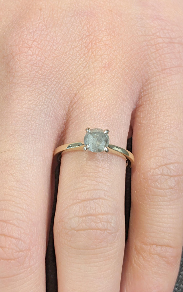 Salt and Pepper Diamond Engagement Ring: Round Solitaire Design