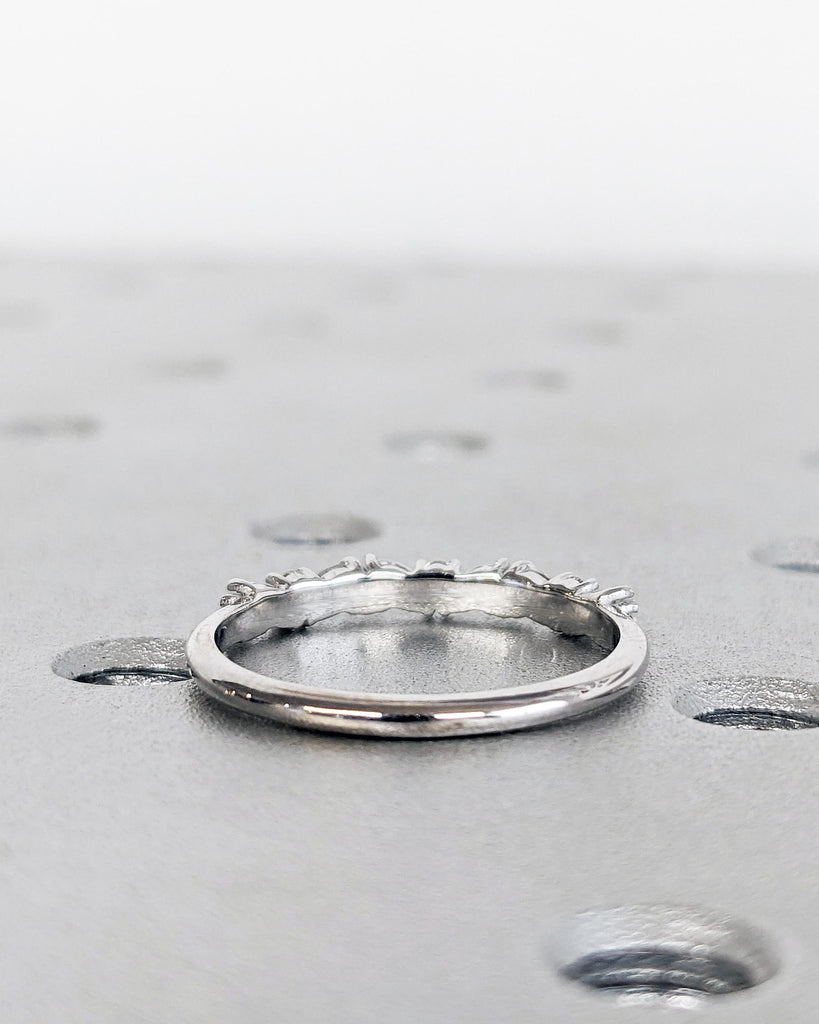 Vintage Matching Band, Half Eternity Band, 14k 18k Rose White Gold, Cluster Marquise Round Moissanite Diamond Wedding Band, Anniversary Gift