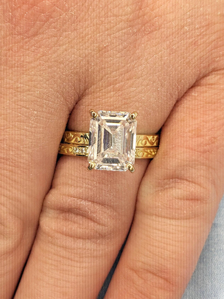 VVS Moissanite Wedding Anniversary Ring Gift for Wife | 3 Carat Engagement Ring | Vintage Filigree Bridal Set