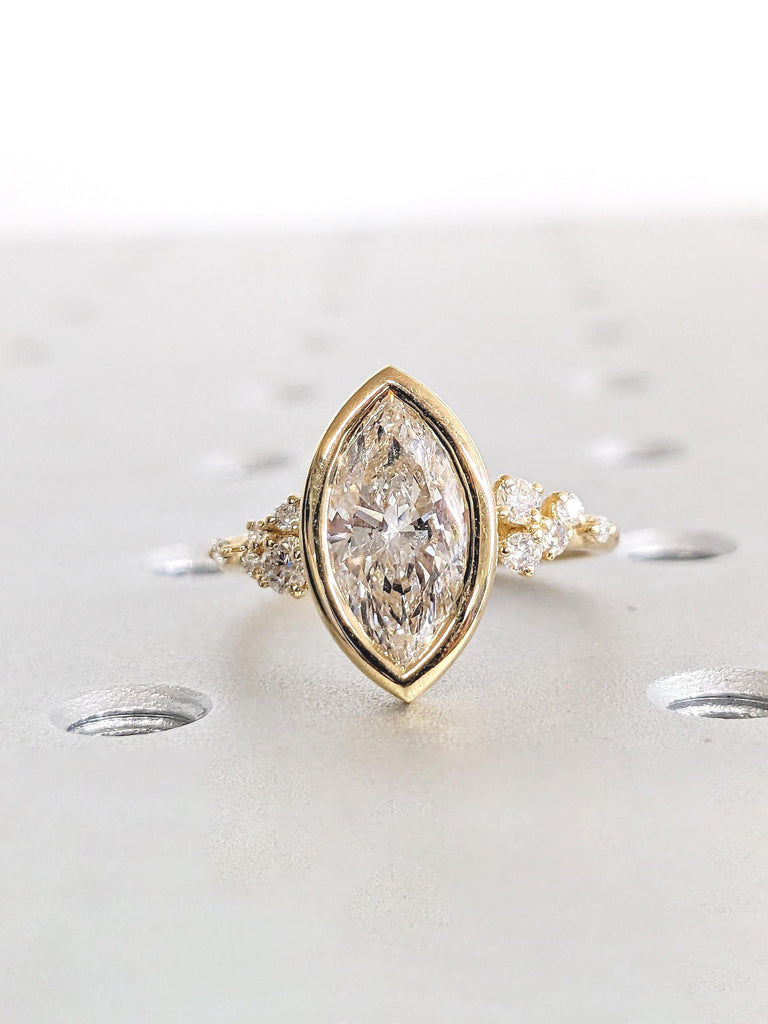 0.5-4ct Moissanite Ring, Bezel Engagement Ring, 18k Yellow Gold