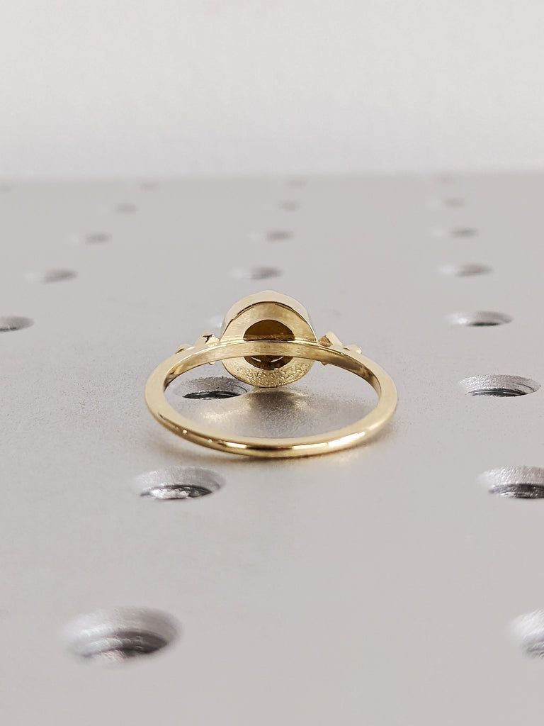 Salt and Pepper Diamond Engagement Ring, Rare Round Cut Brown Diamond Wedding Band 14K Yellow Gold Talon Prong Setting