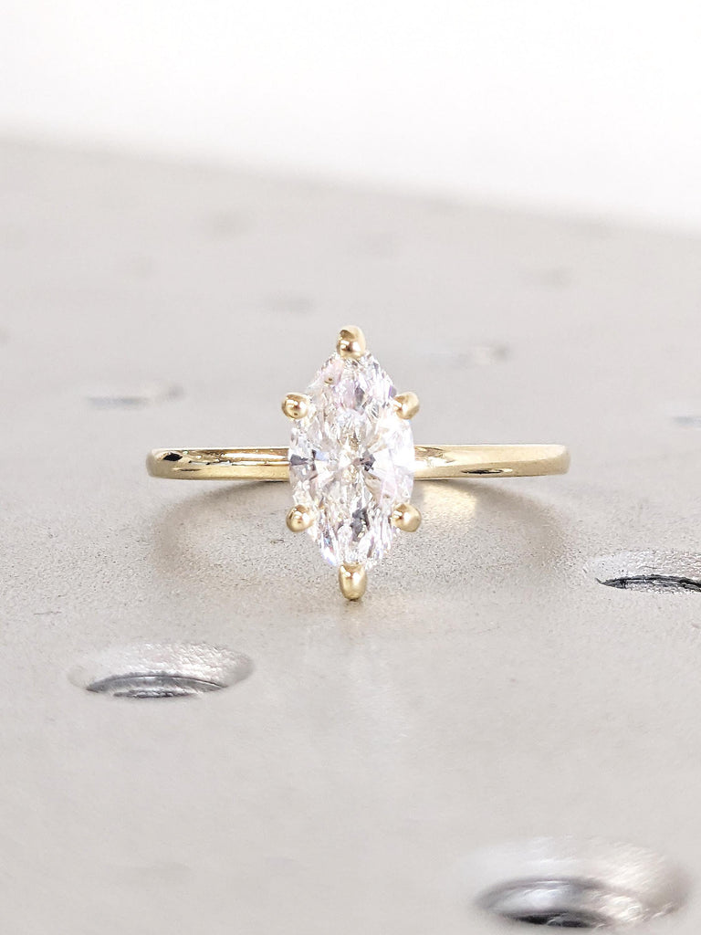 Lab Diamond Ring, Marquise Engagement Ring, 14k Solid Gold Ring