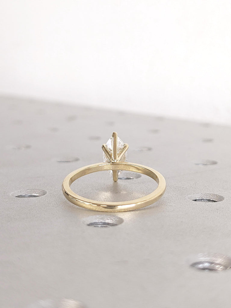 Marquise Lab Grown Diamond Engagement Ring, 14k Solid Gold Solitaire Ring, Lab Diamond Ring