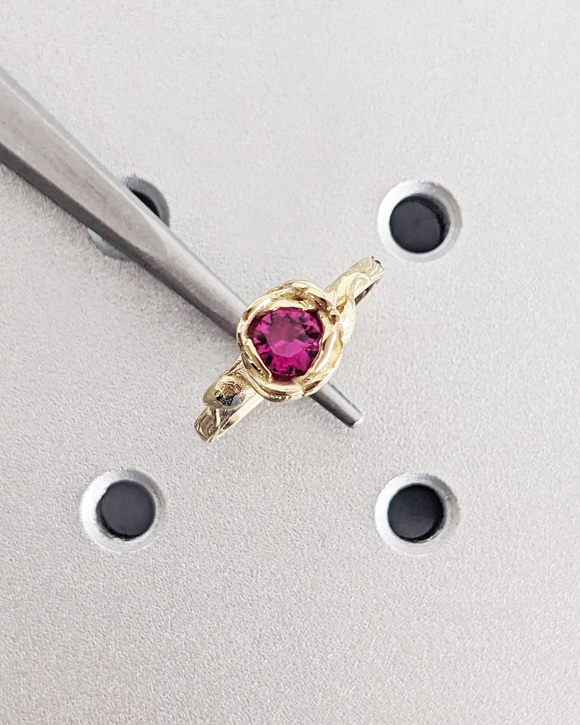 Art Nouveau Ring, Ruby Flower Ring | Red Ruby Ring Rose Gold | Ruby Ring Band | Vintage Ruby Ring 14K Rose Gold Floral Ruby Engagement Ring