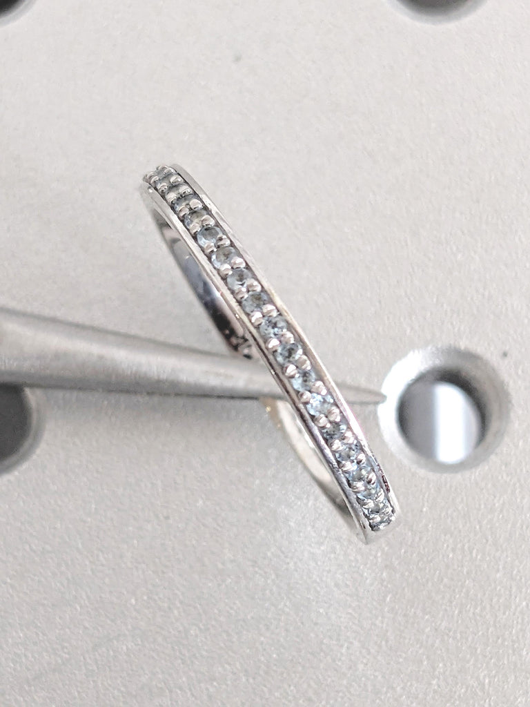 Aquamarine Matching Ring, 14k White Gold Stacking Ring, Women Wedding Band
