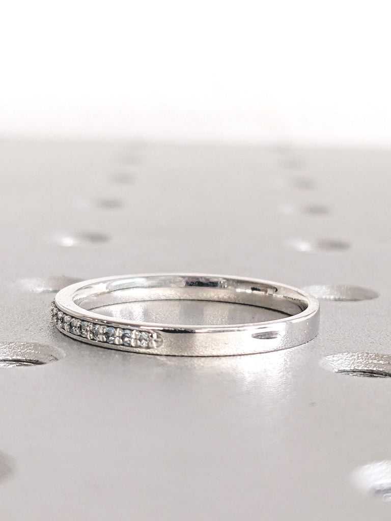 Aquamarine Matching Ring, 14k White Gold Stacking Ring, Women Wedding Band, Aquamarine Half Eternity Band, Stackable Ring, Gemstone Jewelry