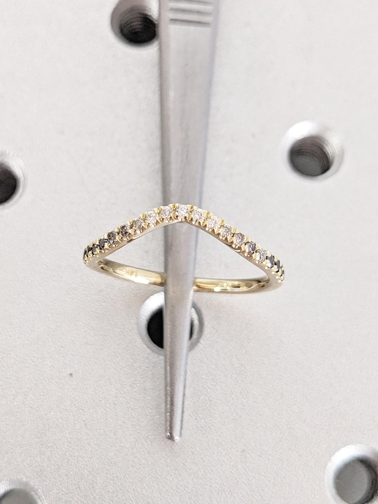 Wedding Band Women, Anniversary Gift, Unique Ombre Diamond Band