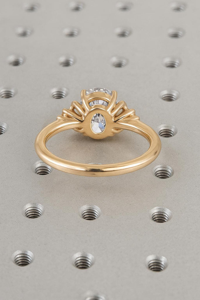 Oval cut Moissanite Engagement Ring, Stacking Ring 14K/18K Yellow Gold, Vintage Unique Diamond Cluster Ring Women, Wedding Bridal Ring