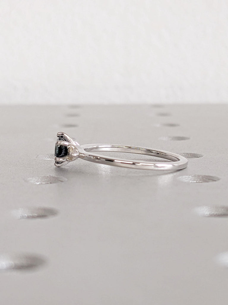 One of a Kind Montana Sapphire Ring, 14k White Gold Engagement Ring, Promise Ring for Her, Moissanite, Blue Green Sapphire Birthstone Ring
