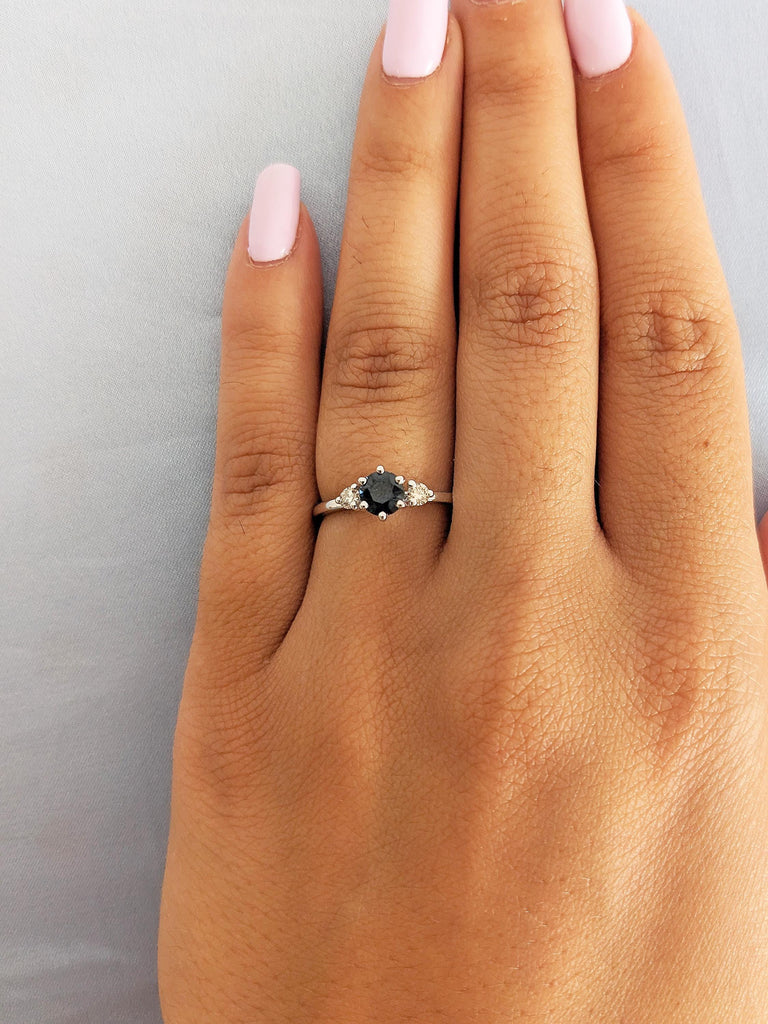One of a Kind Montana Sapphire Ring, 14k White Gold Engagement Ring, Promise Ring for Her, Moissanite, Blue Green Sapphire Birthstone Ring