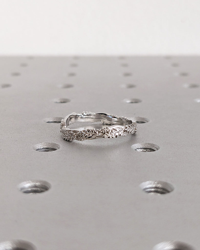 14k Solid Gold Leaf Wedding Ring for Women | Olive Branch Vine Eternity Band | Nature Inspired Anniversary Ring | Handmade Jewelry Gift