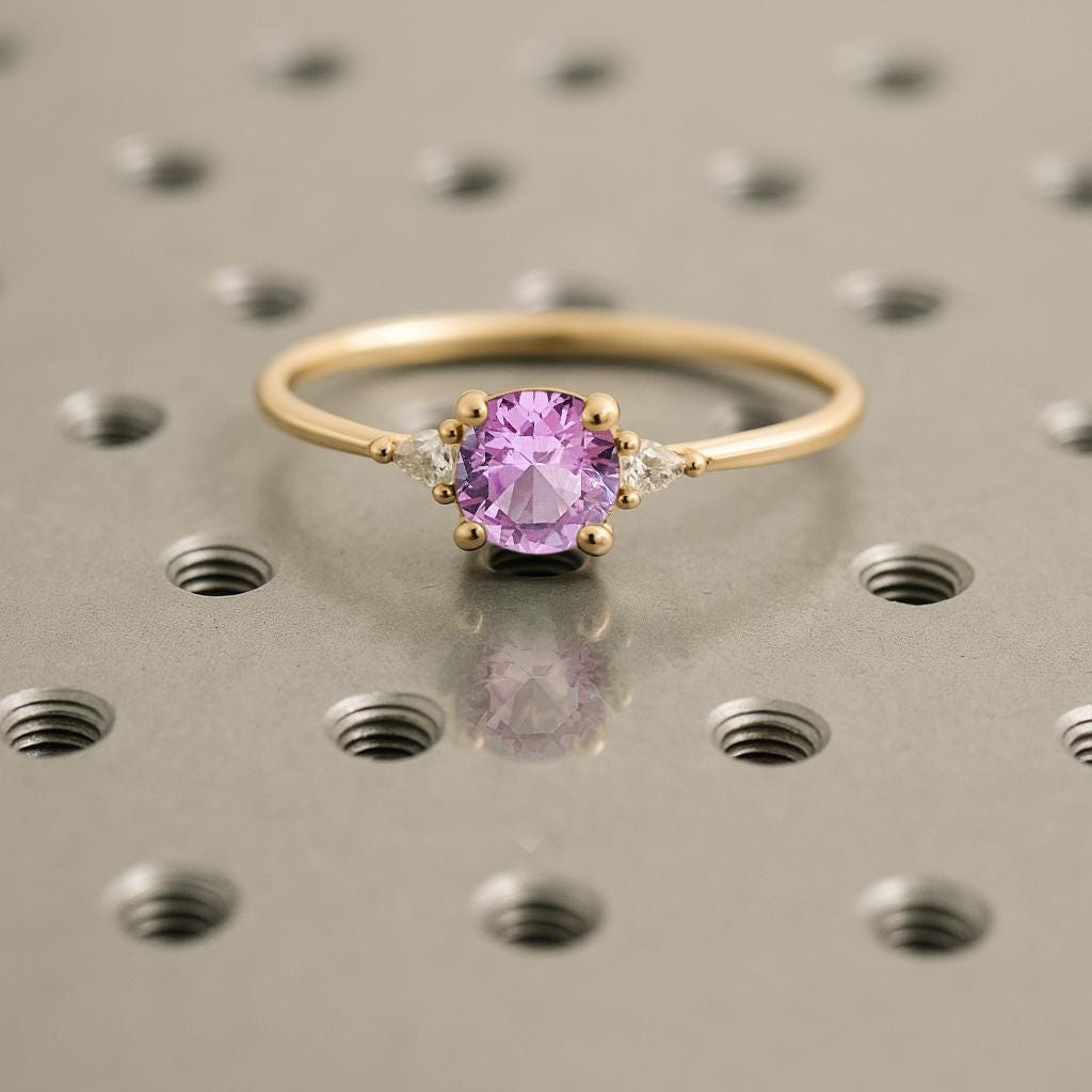 Vintage Alexandrite Engagement Ring, 14k Solid Gold Ring