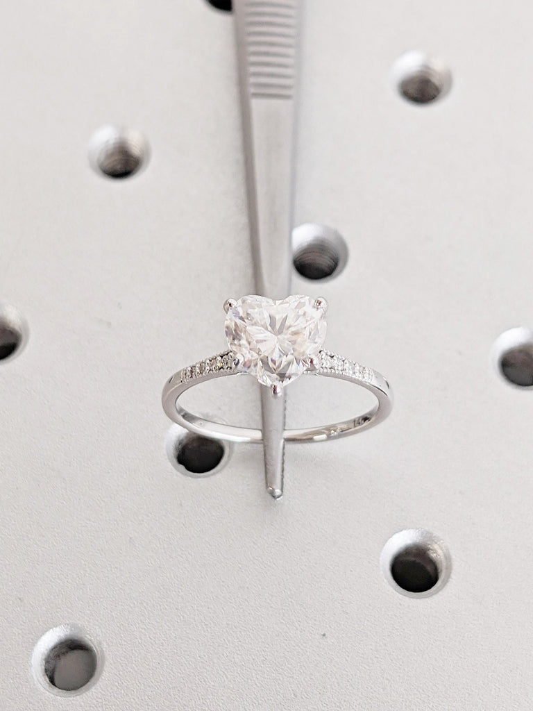 Heart Shaped Lab Grown Diamond Engagement Ring | Lab Diamond Wedding Jewelry for Women |Anniversary Ring Gift | Bridal Heart Diamond Jewelry