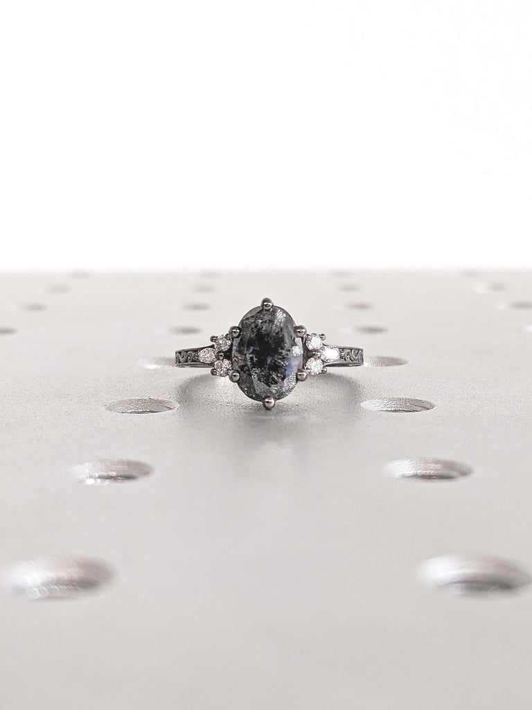 Filigree Ring, 14k Black Gold Ring