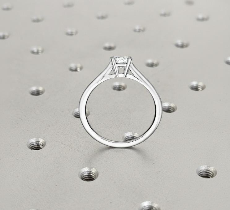 Moissanite Engagement Ring • Six-Prong Solitaire Moissanite Ring • Solid Gold or Platinum Wedding Jewelry • Trendy Best Friend Gift