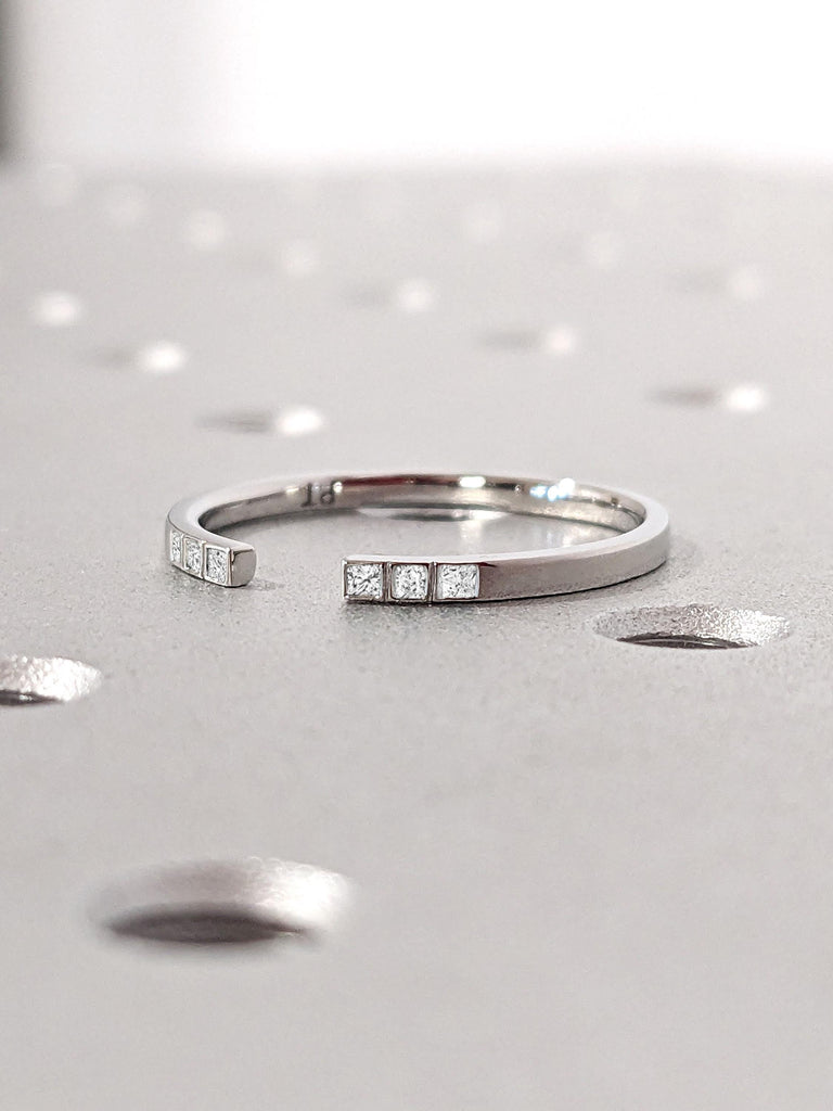 Princess cut Lab Grown Diamond Wedding Band | Lab Created Diamond Platinum Wedding Ring | Open Band Diamond Anniversary Stacking Ring
