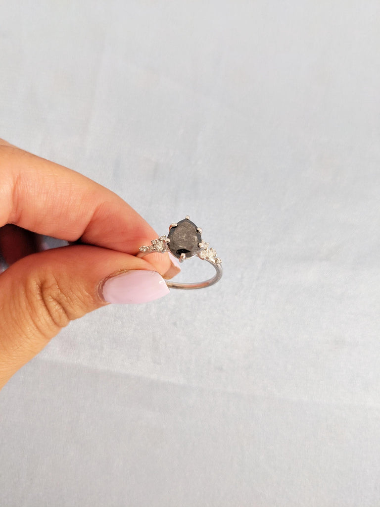 Vintage Snowdrift Diamond Ring, 14k White Gold Ring, Unique Gold Wedding Ring