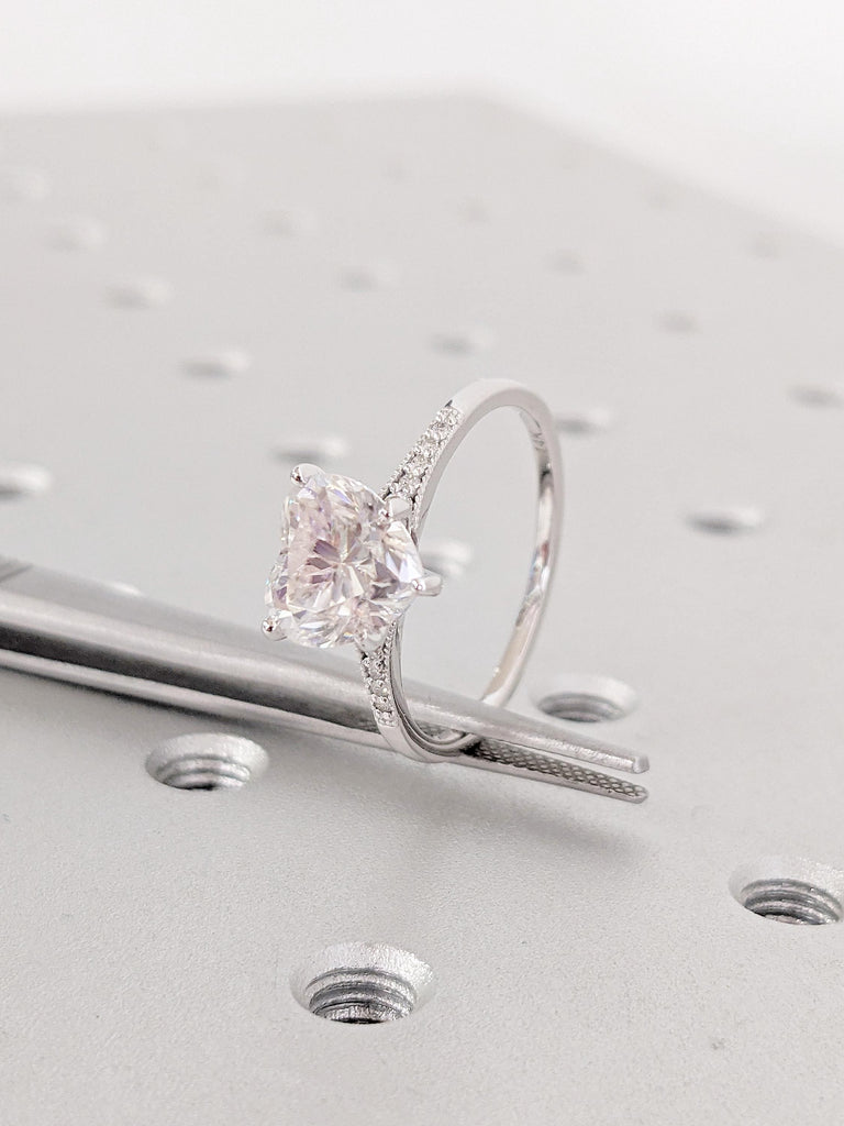 Heart Shaped Lab Grown Diamond Engagement Ring | Lab Diamond Wedding Jewelry for Women |Anniversary Ring Gift | Bridal Heart Diamond Jewelry
