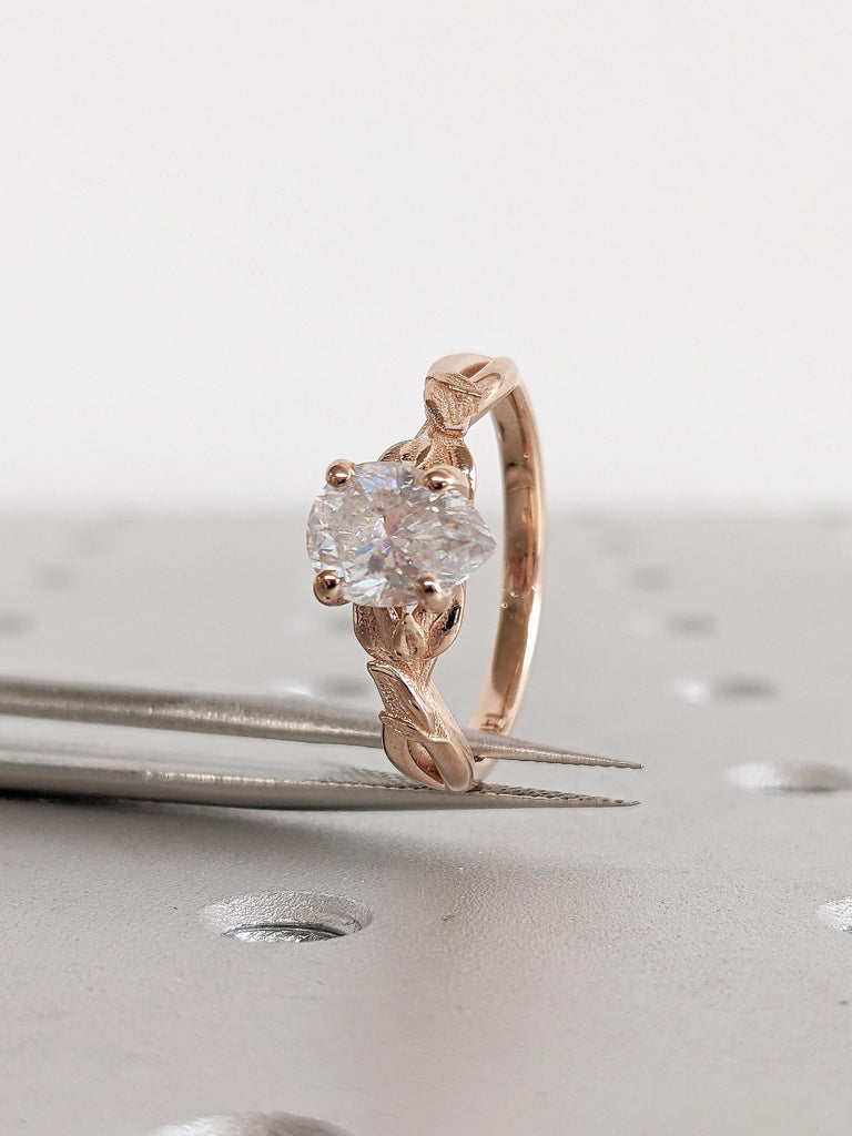 Lab Diamond Ring, Pear Engagement Ring, 14k Rose Gold Leaf Branch Wedding Ring, Nature Inspired Anniversary Ring, Twig Ring, Nature Jewelry