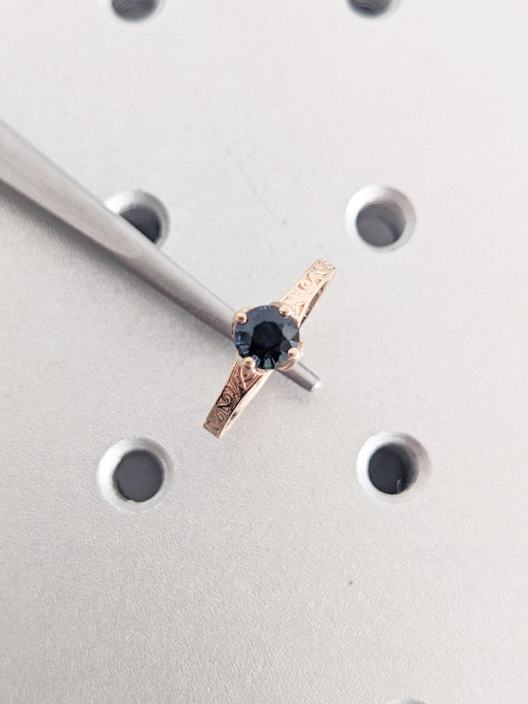 One of a Kind Montana Sapphire Ring, Vintage Engagement Ring, Blue Green Sapphire Anniversary Ring, 14k Rose Gold Ring, Birthstone Jewelry