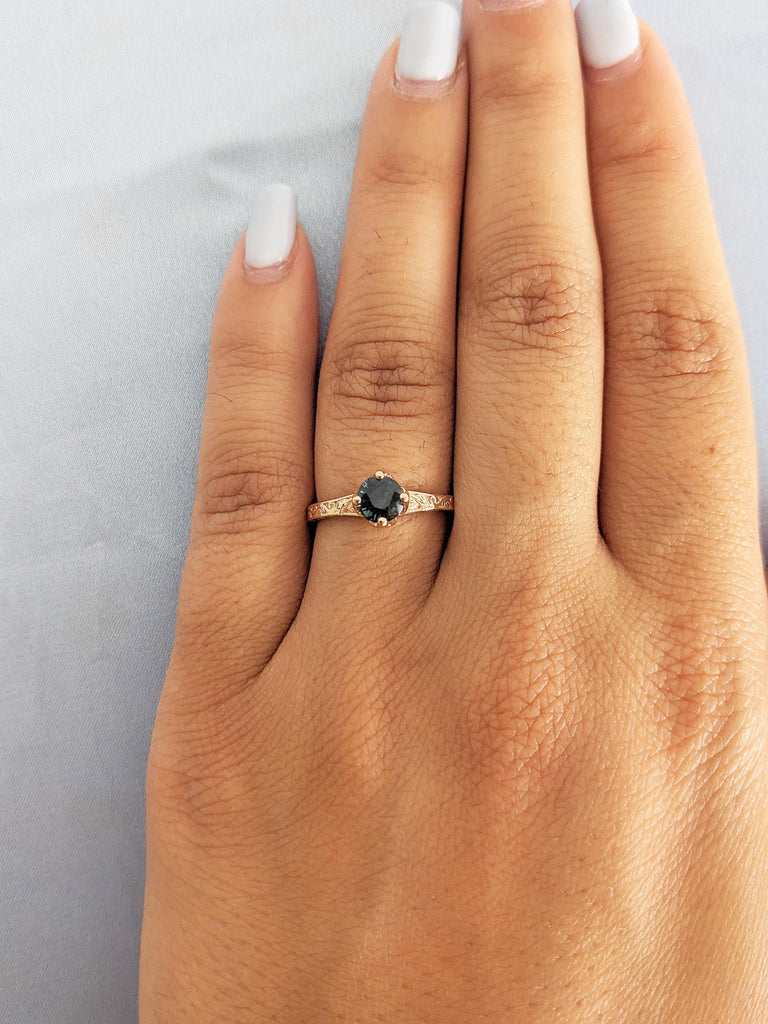 Tulip Ring, Natural Sapphire Solitaire Ring, September Birthstone Ring