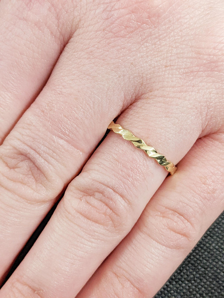 Infinity Twisted Gold Ring: Minimalist Loop Band, Women’s Wedding and Engagement Band