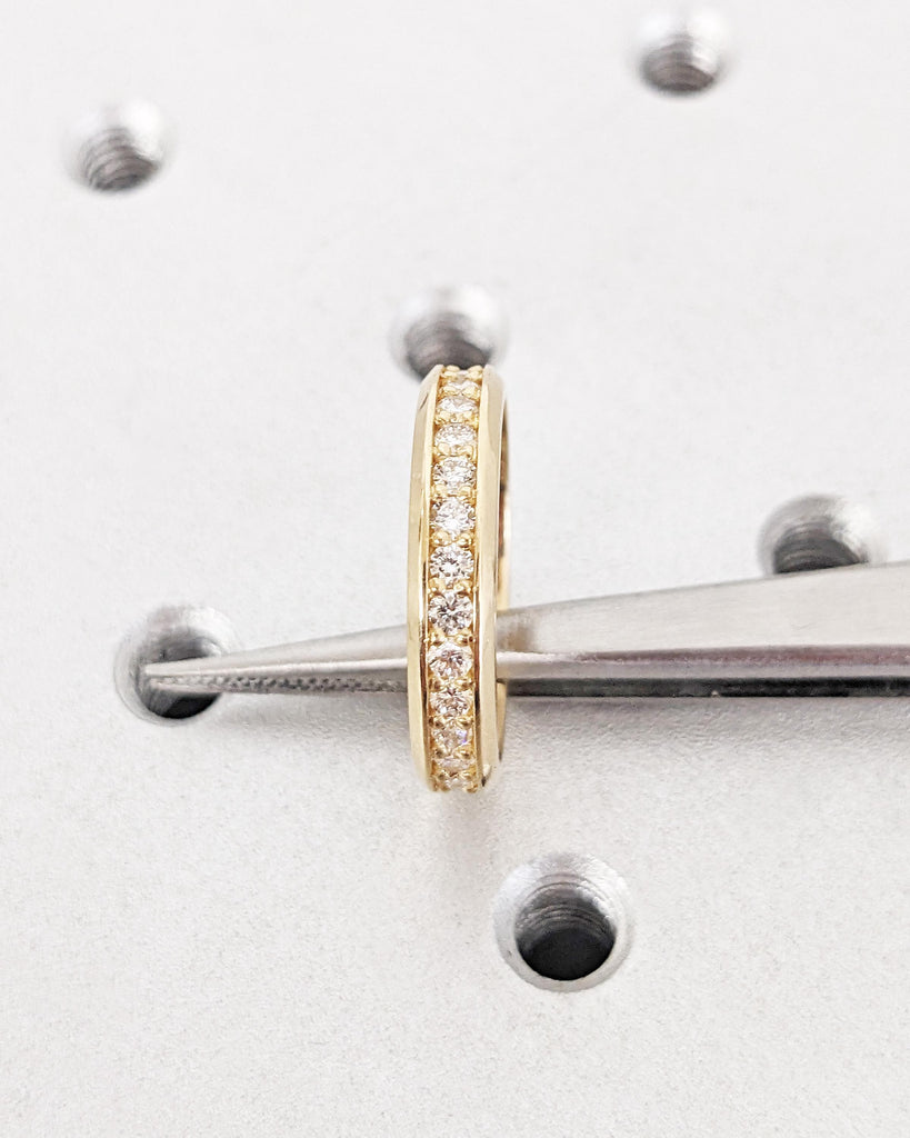 Men’s or Women’s Full Eternity Wedding Ring | 4mm Channel Set Eternity Band | Stacking Band Ring | Diamond or Moissanite | Gold or Platinum