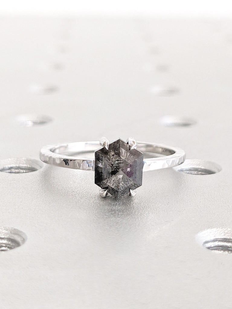 14k Gold Promise Rings for Women, Hexagon Ring, Gift for Wife