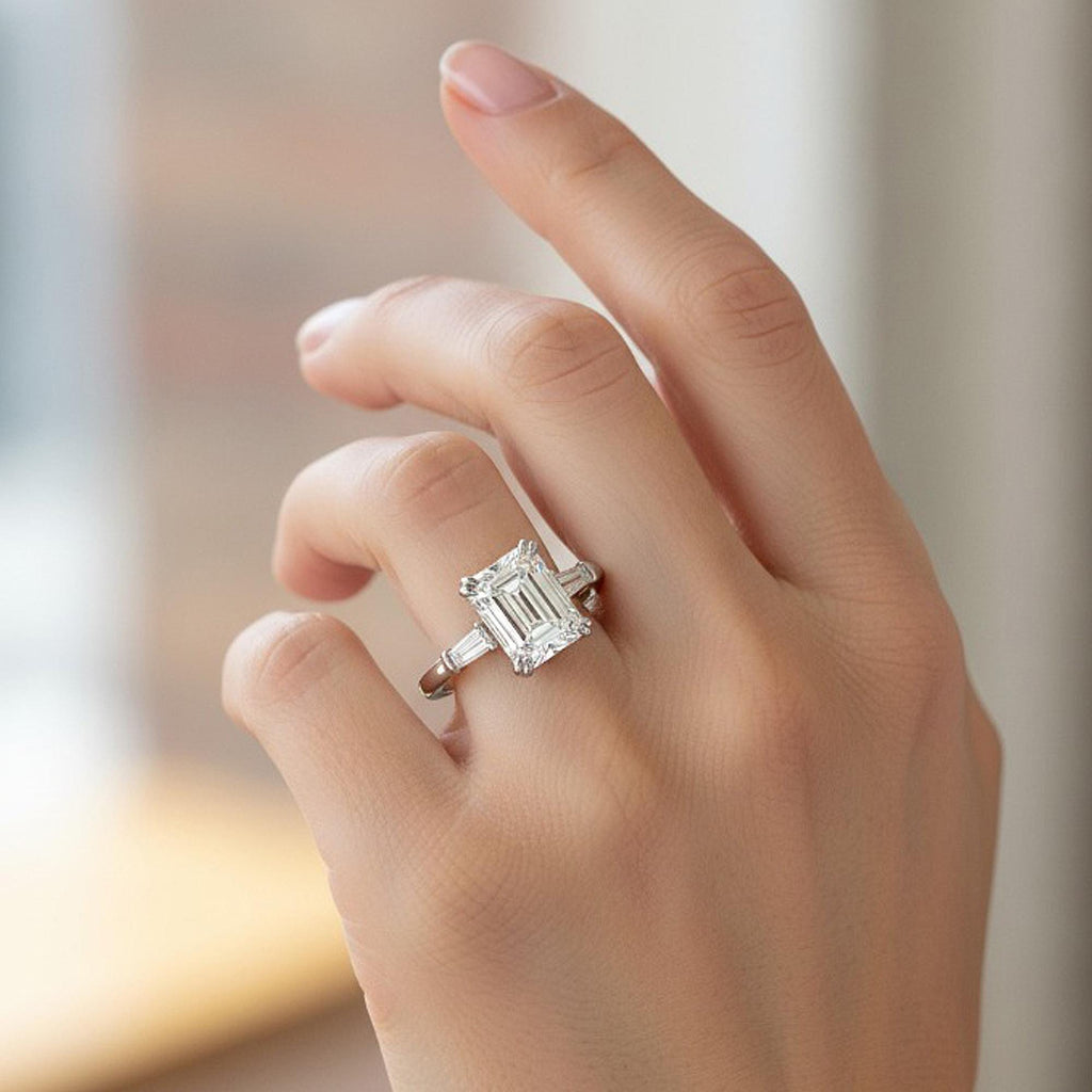 14k 18k Gold Lab Grown Diamond Ring | F VS1 Emerald Cut Lab Diamond Engagement Ring | 1-2 CT Lab Created Diamond Promise Ring | Wedding Ring