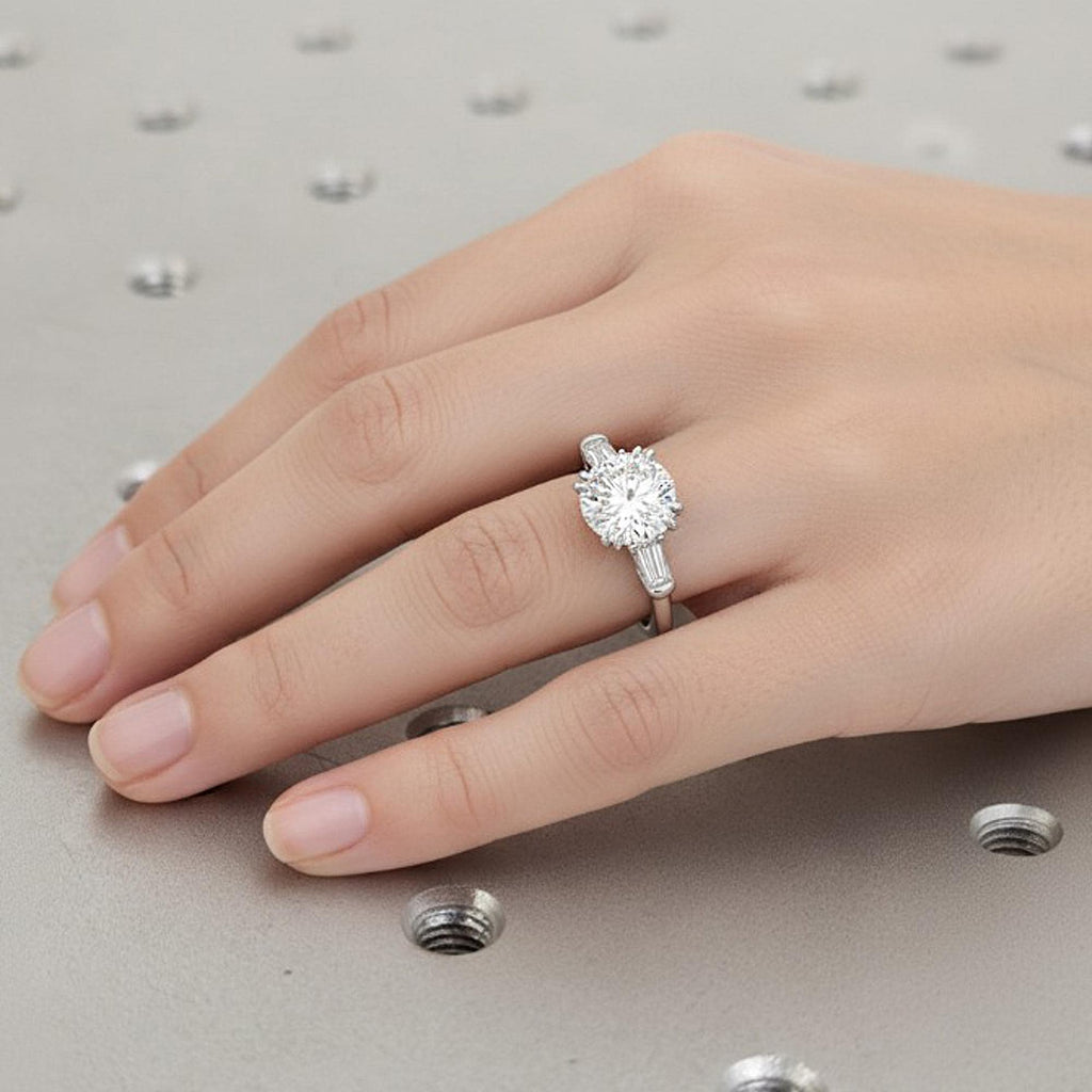 Round Cut CVD Diamond Engagement Ring, 2 CT Round Cut Lab Grown Diamond Ring, White Gold Wedding Ring for Women Anniversary Gift, Ring for Her