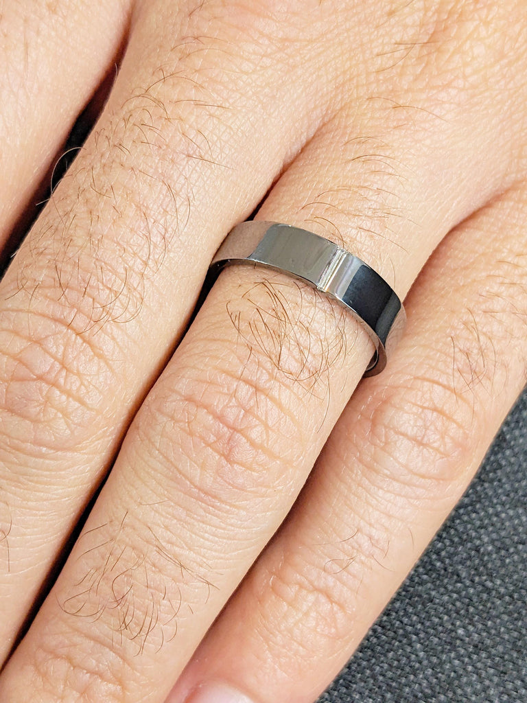 14K Black Gold Baguette Diamond Wedding Band | Men's Diamond Wedding Band | Flush Set Unique Baguette | Modern Stackable Men's Wedding Band