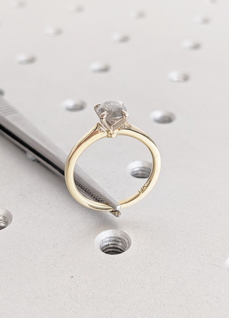 Salt and Pepper Diamond Engagement Ring: Round Solitaire Design