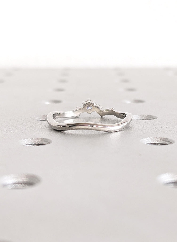 Round Diamond Wedding Ring, Platinum Ring, Moissanite Matching Ring for Women