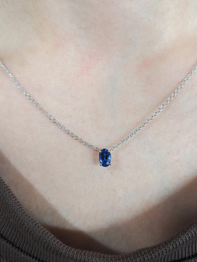 Oval Cut Tanzanite Necklace, 14K Solid White Gold Violet Blue Tanzanite Pendant, December Birthstone Jewelry, Rare Gemstone Gift for Her