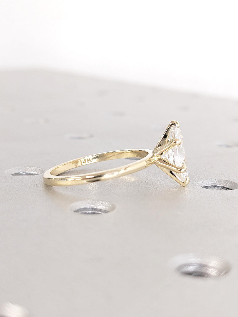 Moissanite Engagement Ring, Marquise Cut Ring, 14k Solid Gold Ring, Solitaire Ring, Wedding Ring