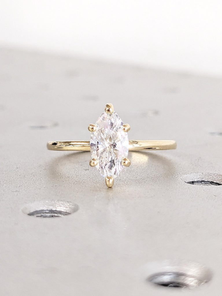 14k Solid Gold Solitaire Ring, Lab Diamond Ring