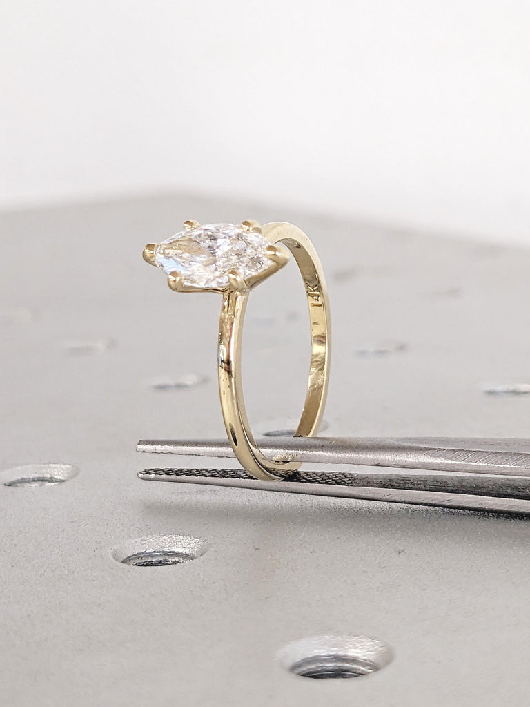 Moissanite Engagement Ring, Marquise Cut Ring, 14k Solid Gold Ring, Solitaire Ring, Wedding Ring